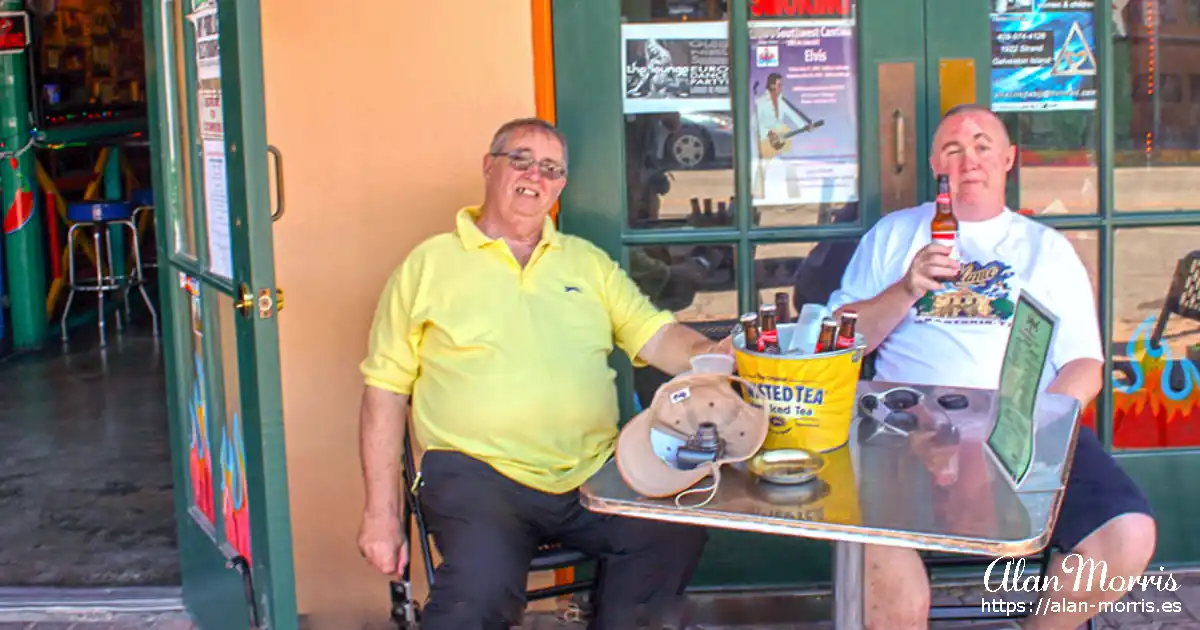 Dave and Alan Morris in a bar on Galveston Island.